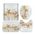 thumbnail image 1 of 3D Digital Printing Shower Curtain 4 Pieces  71x71in Summer Beach Print Starfish Shell Bathroom Set For Home / Hotel / Party Decoration, 1 of 11