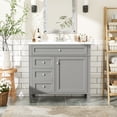 thumbnail image 2 of Grey Solid Wood+MDF Vanity - Smooth Surface of Sink - Bathroom Hygiene - Keep Clean, 2 of 7