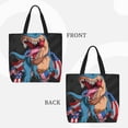 thumbnail image 2 of Wukai Blue Dinosaur Print Reusable Grocery Bag Shopping Bags with Zipper Shoulder Shopping Handle Bag Suitable for Outdoor Convenient Daily Bag, 2 of 8
