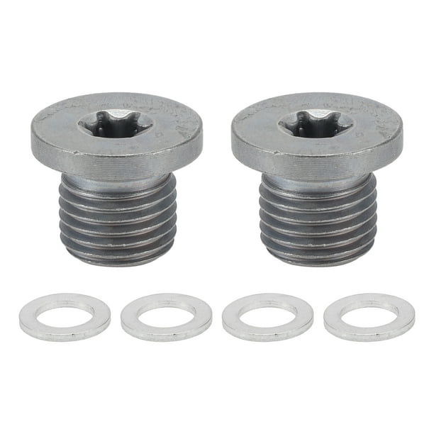 Unique Bargains 1 Set Universal Tapón de Drenaje de Aceite Antifugas 0.63" Altura Tornillo de Drenaje de Cárter de Aceite Reparación con Junta Tono Plateado Acero Aluminio M14x1.5