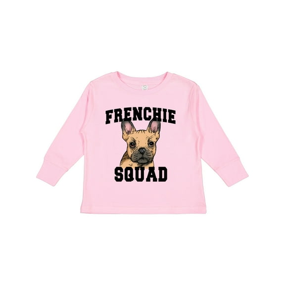 Inktastic Cute French Bulldog Frenchie Squad Boys or Girls Long Sleeve Toddler T-Shirt