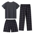 thumbnail image 3 of JFOPQVSM Boys Comfortable and Breathable Short Sleeved Home Clothes Fashionable Checkered Prints Homewear Three Piece Set, 3 of 3