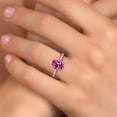 thumbnail image 4 of Gem Stone King 10K Two Tone Gold Pink Created Sapphire and Lab Grown Diamond Engagement Ring for Women | 1.20 Cttw | Gemstone September Birthstone | Oval 9X7MM, 4 of 6