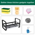 thumbnail image 7 of Sponge Holder for Kitchen Sink- Stainless Steel Kitchen Sink Caddy for Organizing Sponge, Brush & Soap Dish Dispenser, Kitchen Sink Organizer Rack with Adhesive or Counter top, Black, 7 of 7
