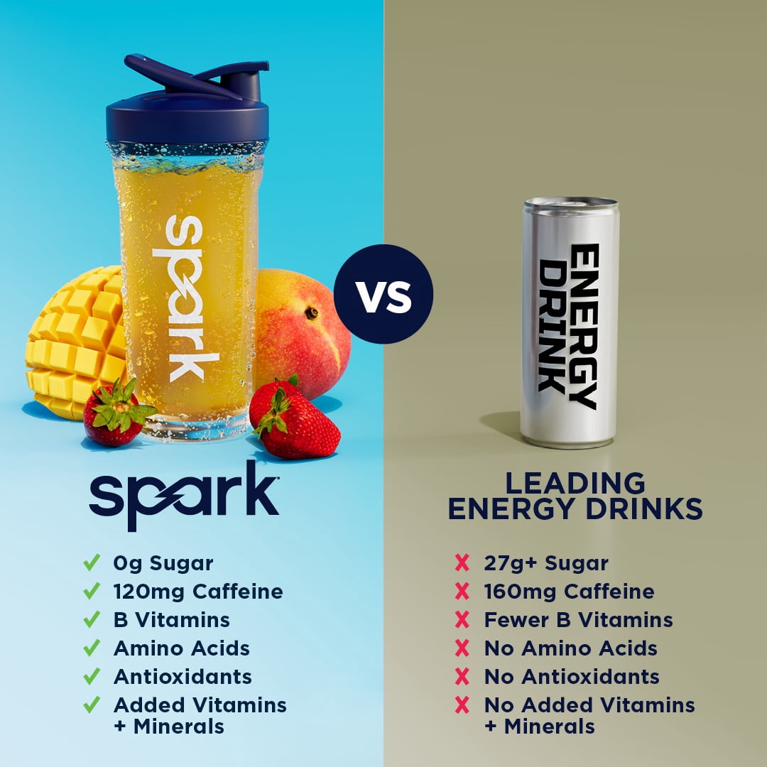 AdvoCare Spark Energy Drink Mix – Vitamin & Amino Acid Powder Supplement, Mango Strawberry Flavor, 14 Stick Packs