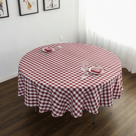 

Fymlhomi 60 Inch Round Tablecloth Gingham Burgundy Checked Tablecloth Fabric for Round Tables Indoor/Outdoor Camping Picnic Circle Table Cloth Burgundy & White Checker