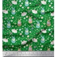 thumbnail image 1 of Soimoi Moss Georgette Fabric Floral & Rabbit Kids Print Fabric by The Yard 42 Inch Wide, 1 of 1
