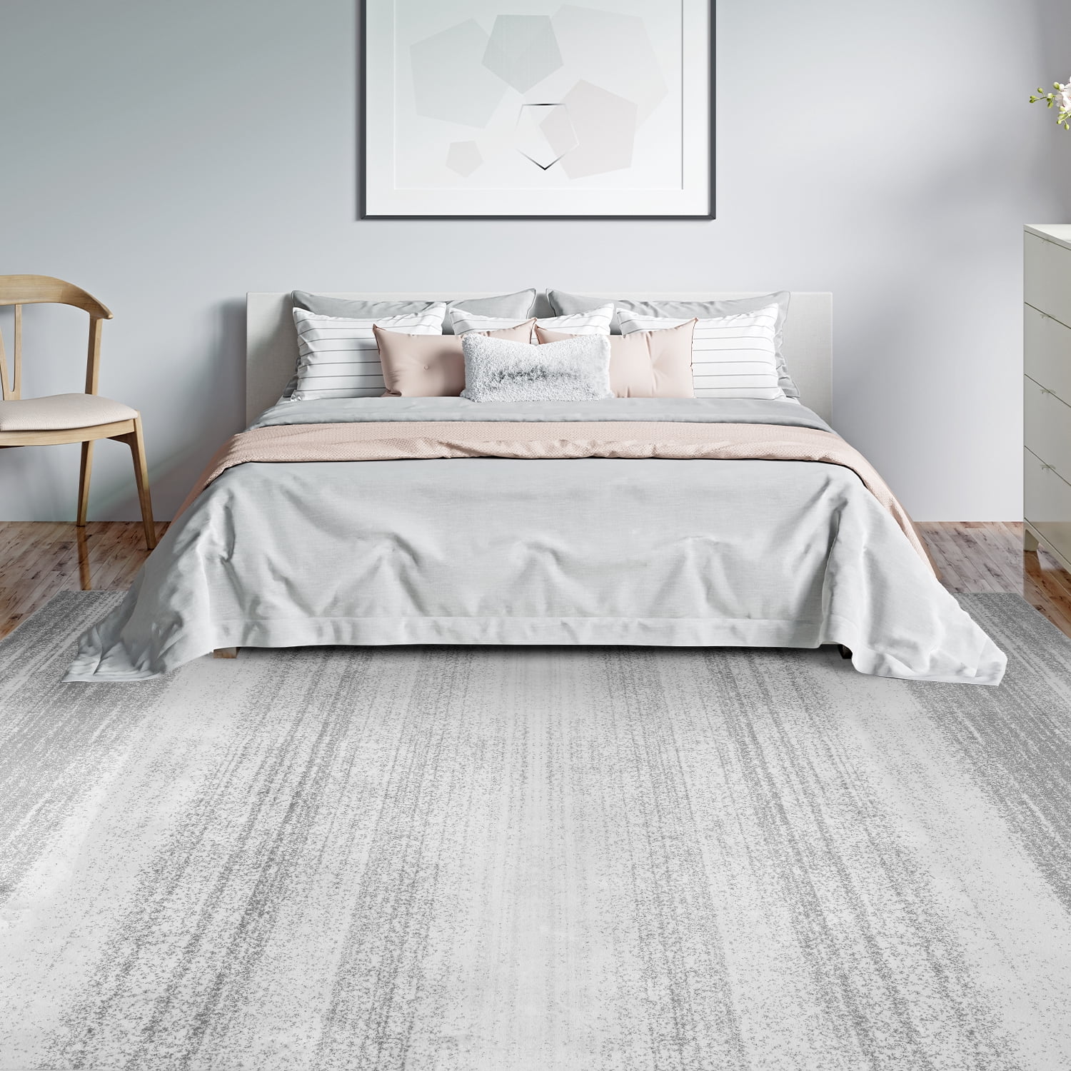 SIXHOME 5x7 Area Rugs Abstract Striped Rugs for Living Room Machine Washable Carpet Bedroom Dining Kids Room Throw Rugs Indoor Non-Slip Modern Accent Floor Rug Contemporary Neutral Gray and White