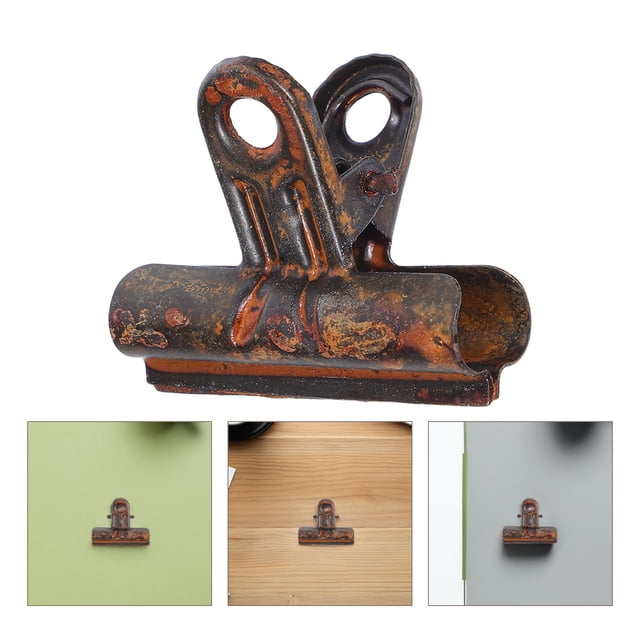 Tineasur 4Pcs Retro Light Brown Metal Bulldog Clips for Photo Hanging Document and Office Use