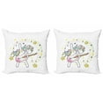 thumbnail image 1 of Rainbow Throw Pillow Cushion Cover Pack of 2, Pastel Tones Pony with Guitar Nursery Theme, Zippered Double-Side Digital Print, 4 Sizes, White Multicolor, by Ambesonne, 1 of 2
