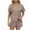 Khaki, variant on Womens Summer 2 Piece Sets Plus Size Fashion Solid Color V Neck Home Suit Solid Color Casual Loose Fitting Pajamas Twopiece Set Of Short Sleeved Shorts For Going Out Sets