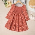thumbnail image 2 of Toddler Girl Dresses Fall Square Collar Floral Long Sleeve Printed Princess Dresses Of The Clothes for Girls Size 5T, 2 of 5