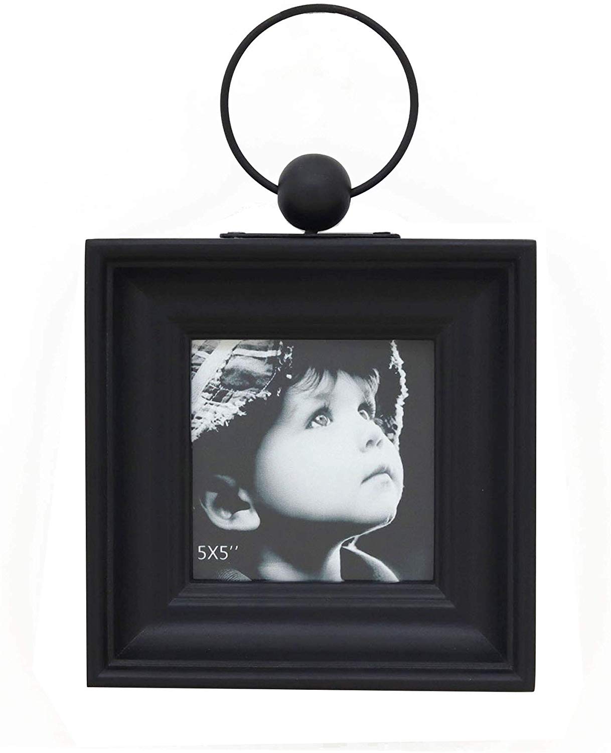 Parisloft 5x5''Antique Wood Black Wall Hanging Picture Frame, Rustic