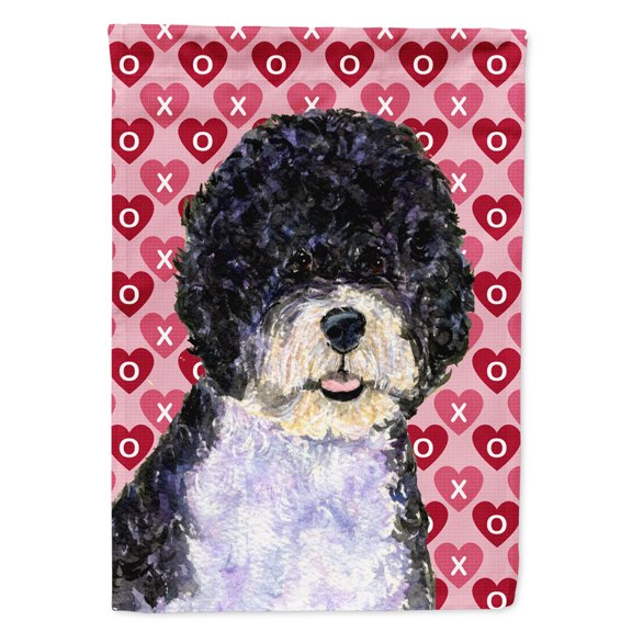 Portuguese Water Dog Hearts Love Valentine's Day Garden Flag
