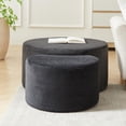 thumbnail image 2 of GZXS 2-Piece Upholstered Foam Nesting Ottoman Set in Black Cordury Fabric, No Assembly Required, Multi-Functional as Coffee Table, Footrest, or Bedroom Stool, 2 of 9