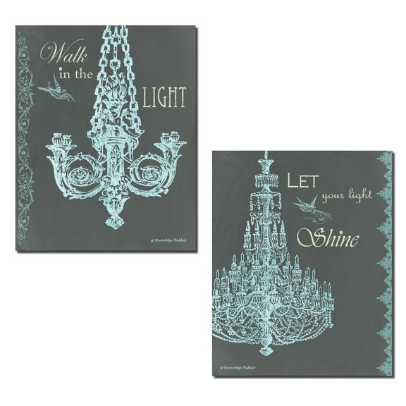 Beautiful Inspirational "Let Your Light Shine" & "Walk in the Light" Chandelier Set; Two 11x14 Poster Prints