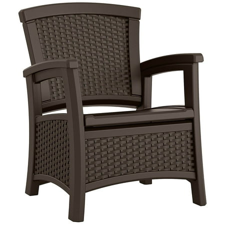Suncast Elements Resin Individual Club Chair with Storage, Java