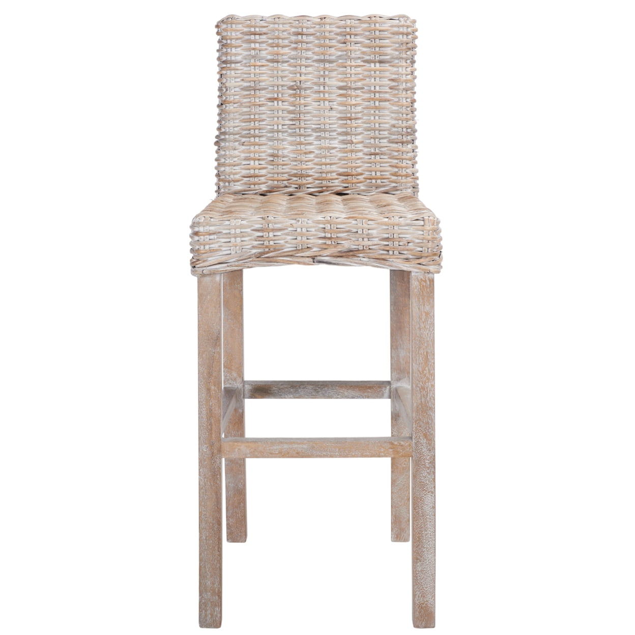 SAFAVIEH Tobie Rattan Bar Stool w/ Footrest, Grey White Wash