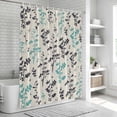 thumbnail image 6 of Aqua Grey Botanical Shower Curtain, Waterproof Shower Curtains for Bathroom, Rustic Country Spring Floral Summer Leafv Washable Fabric Bathtub Curtain Set Bath Decor with 12 Hooks Long 72"x84", 6 of 8