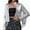 Silver, variant on Lovskoo Women's Sequin Long Sleeve Jacket Glitter Tassel Cardigan Jackets Stand Collar Open Front Fringe Coat Party Clubwear Silver