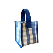 Giyblacko Insulated Tote Lunch Box Bags Plaid Canvas Bag Mini Portable Small Square Bag Going Out Portable Storage Bag Fashion Simple Lunch Bag
