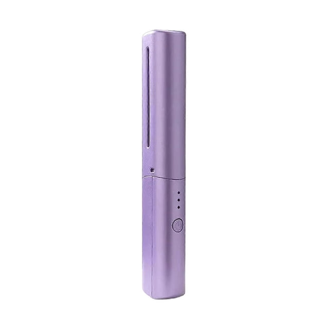 Hair Straightening Brush with Ceramic Smoothing Teeth, USB Rechargeable, 3 Heat Levels, Travel Size Purple