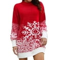 thumbnail image 2 of Christmas Sweater Dress for Women 2025 Lattern Sleeve Crewneck Snowflake Xmas Knitted Pullover Sweater Jumper Tops, 2 of 7