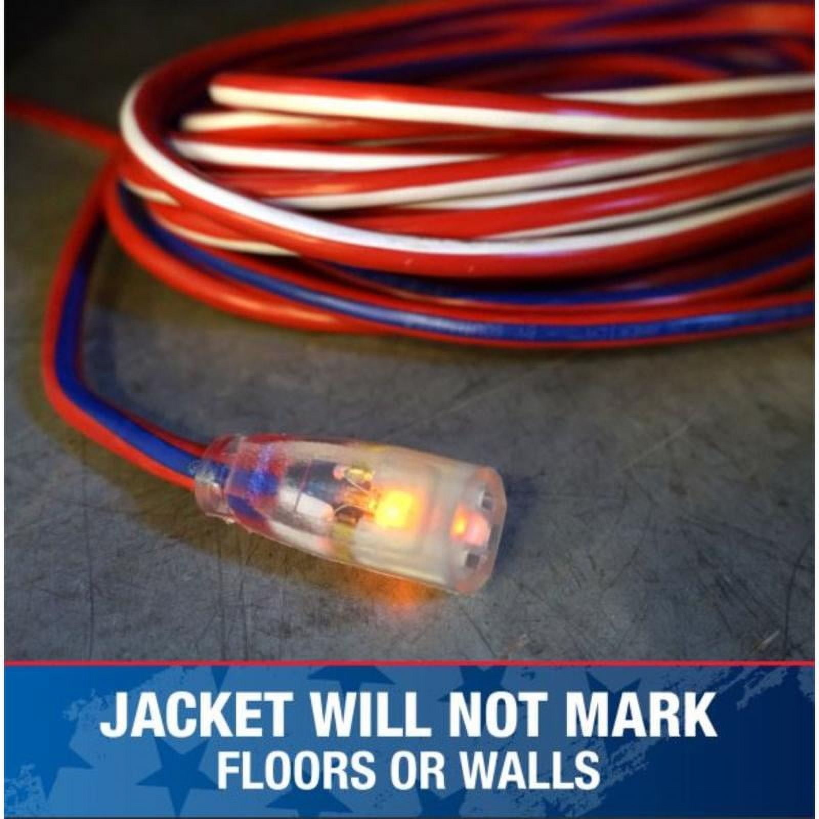Southwire Patriotic Indoor and Outdoor 100 ft. L Blue/Red/White Extension Cord 12/3 SJTW