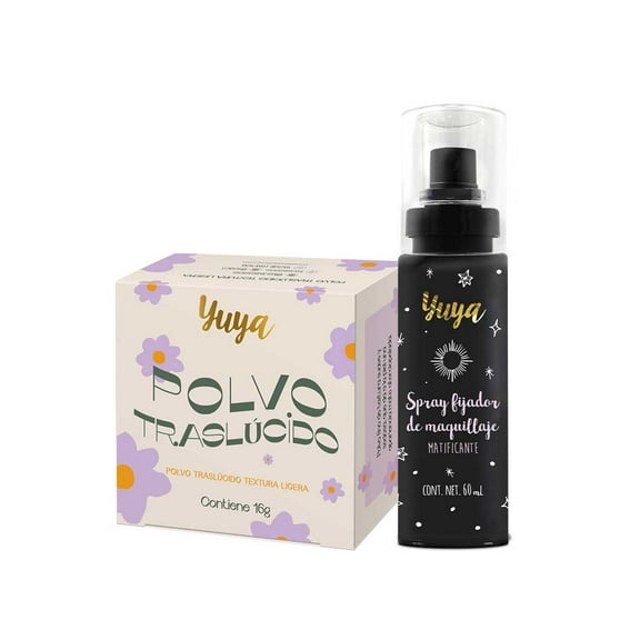 Polvo traslúcido Yuya 16g + Spray fijador de maquillaje 60ml