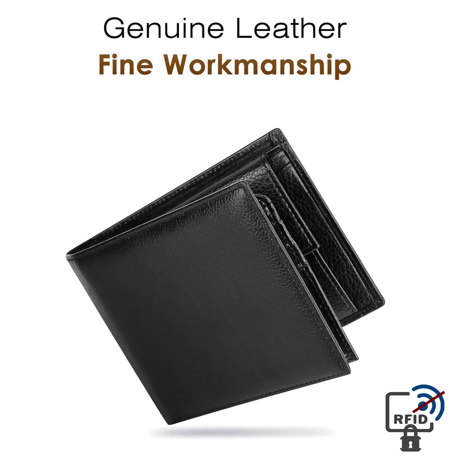 New RFID Blocking Slim Bifold Soft Genuine Leather Minimalist Pocket Wallet-Men