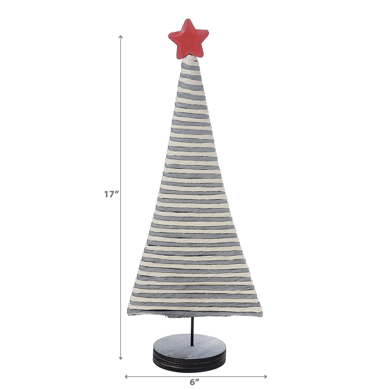 Arbre Gris Naturel Avec Étoile Sur Base En Bois, Grand - Ensemble De 2