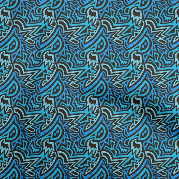 oneOone Polyester Spandex Royal Blue Fabric Abstract Dress Material Fabric Print Fabric By The Yard 56 Inch Wide