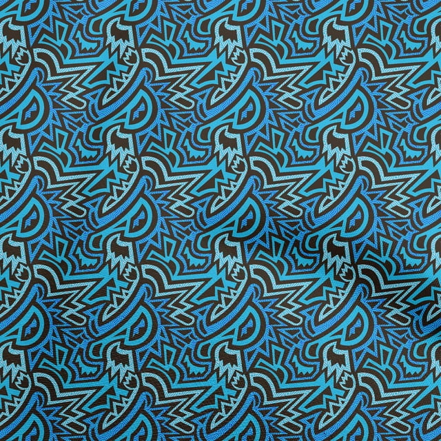 oneOone Tissu Popeline de Coton Bleu Royal Abstrait Matériel de Robe Tissu Imprimé Tissu au Mètre 56 Pouces de Large