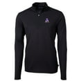 thumbnail image 2 of Men's Cutter & Buck Black New England Patriots Throwback Logo Virtue Eco Pique Recycled Quarter-Zip Big & Tall Pullover, 2 of 3