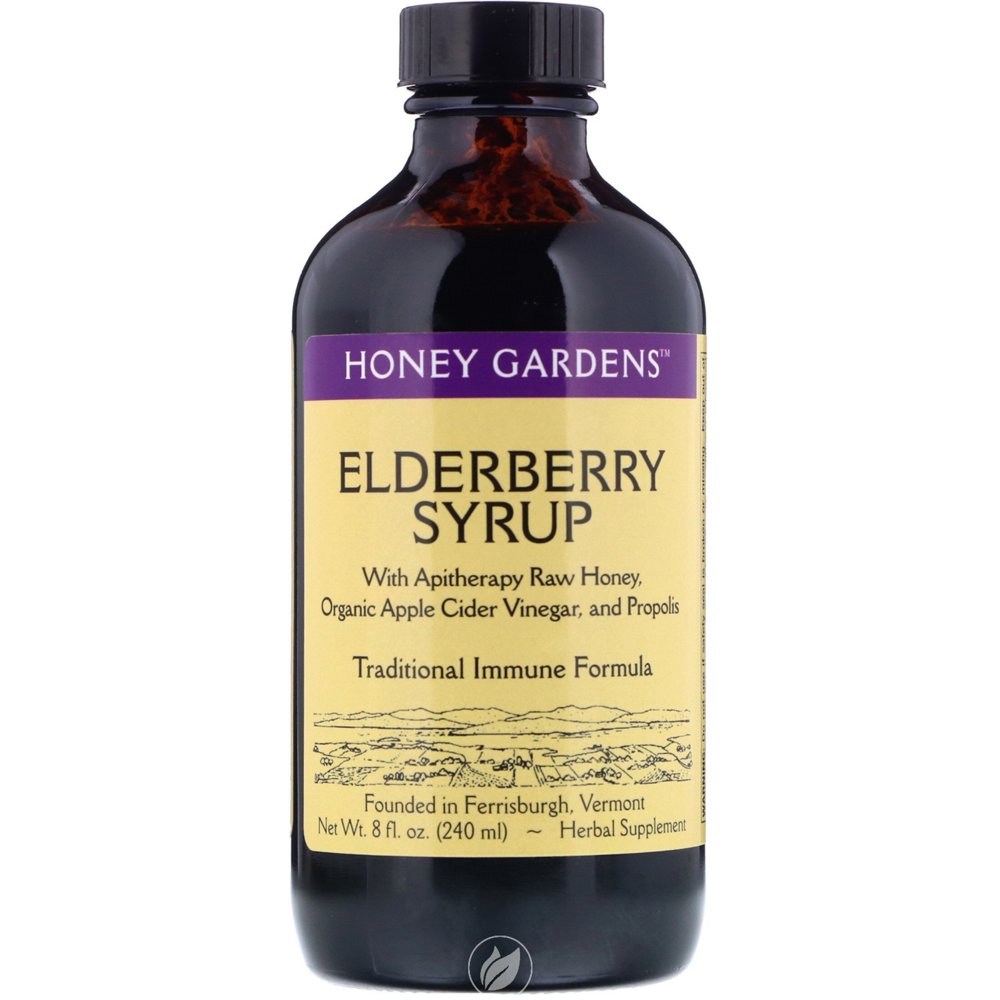 Honey Gardens, Elderberry Syrup with Apitherapy Raw Honey, Organic