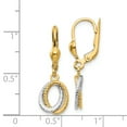 thumbnail image 3 of Finest Gold 14K Two-Tone Textured & Polished Dangle Leverback Earrings, 3 of 3