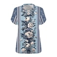 thumbnail image 2 of FAHXNVB Women's Plus Size V-Neck T-Shirts Floral Print Short Sleeve Breathable Tees Tops Fashion Casual Comfy Loose Shirts,XXXXXL,Blue 1, 2 of 3