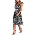 thumbnail image 4 of INSPIRE CHIC Women's Cherry Print Floral Dress Lace-up Square Neck Ruffle Sleeveless Midi Dresses M Blue, 4 of 6