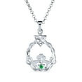 thumbnail image 2 of Bling Jewelry Womens Traditional Irish Kelly Green CZ Celtic Love Knot Claddagh Pendant Necklace, 2 of 6