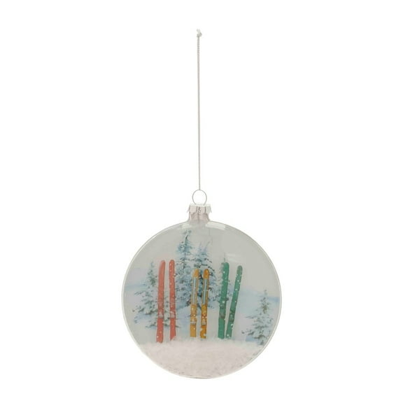 Melrose International LLC Snow Makes Us Happy Disc Ornament (Set of 6) 4.25"H Glass