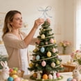 thumbnail image 5 of BotaniNest Easter Bow Topper Gold & Glitter Ribbon Bow With Spiral Base 9.37 Inch Top For Easter & Holiday Festive, 5 of 5
