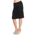 thumbnail image 3 of Be-Girl Women Plus Size Knee Length Denim Pencil Skirt, Black with Contrast Sttiching, Back Zipper, 3 of 5