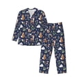 thumbnail image 1 of Balery Animals And Wildflowers Pijama para Hombre de Dos Piezas con Manga Larga, Conjunto de Dormir y Descanso Suave con Bolsillos-Large, 1 of 4