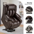 thumbnail image 6 of Power Lift Recliner Leather Chair Sofa with Massage & Heat, Lazy Boy Chair with Cup Holders, USB & Type-C Ports, Remote Control-Brown, 6 of 6