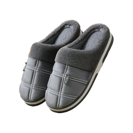 

Ferndule Mens Plush Lining Fuzzy Slipper Indoor Breathable Non-slip House Slippers Casual Slip On Winter Warn L Slippers Men s New Gray 11-11.5