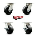 thumbnail image 2 of 5 Inch Kingpinless Polyolefin Wheel Swivel Caster Set with 2 Brakes SCC, 2 of 2