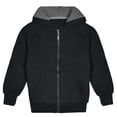 thumbnail image 4 of Kids Soft Warm Sherpa Lined Full Zip Up Fleece Hoodie Sweatshirt Coat Jacket, Black, L, 4 of 6