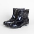 thumbnail image 4 of EKVAHL Women's Waterproof Rubber Rain Boots Non‑Slip Ankle Booties Polka Dot Printed Pull‑On Short Boots for Farming Boating Outdoor Rainy Day Black, 4 of 6