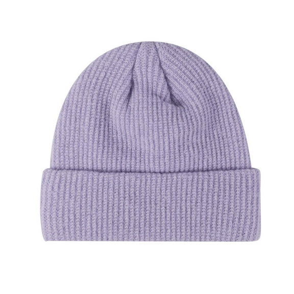 PMVFHDE Fashionable And Adult Solid Color Knitted Warm Winter Hat For Daily Casual Wear In Cold Seasons Light Purple