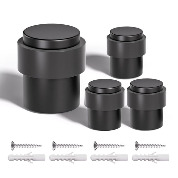 Black Cylindrical Stainless Steel 304 Floor Mounted Door Stop 4 Pieces
